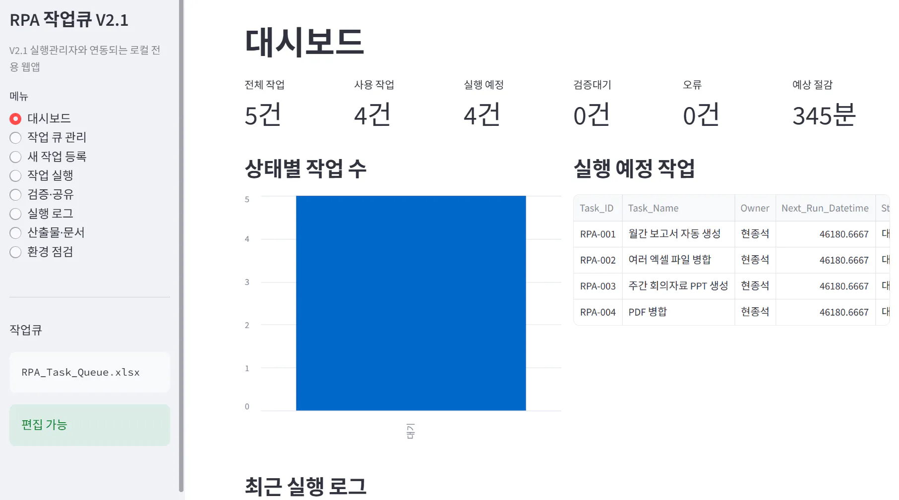 파란색 배경의 한국 웹사이트 스크린샷