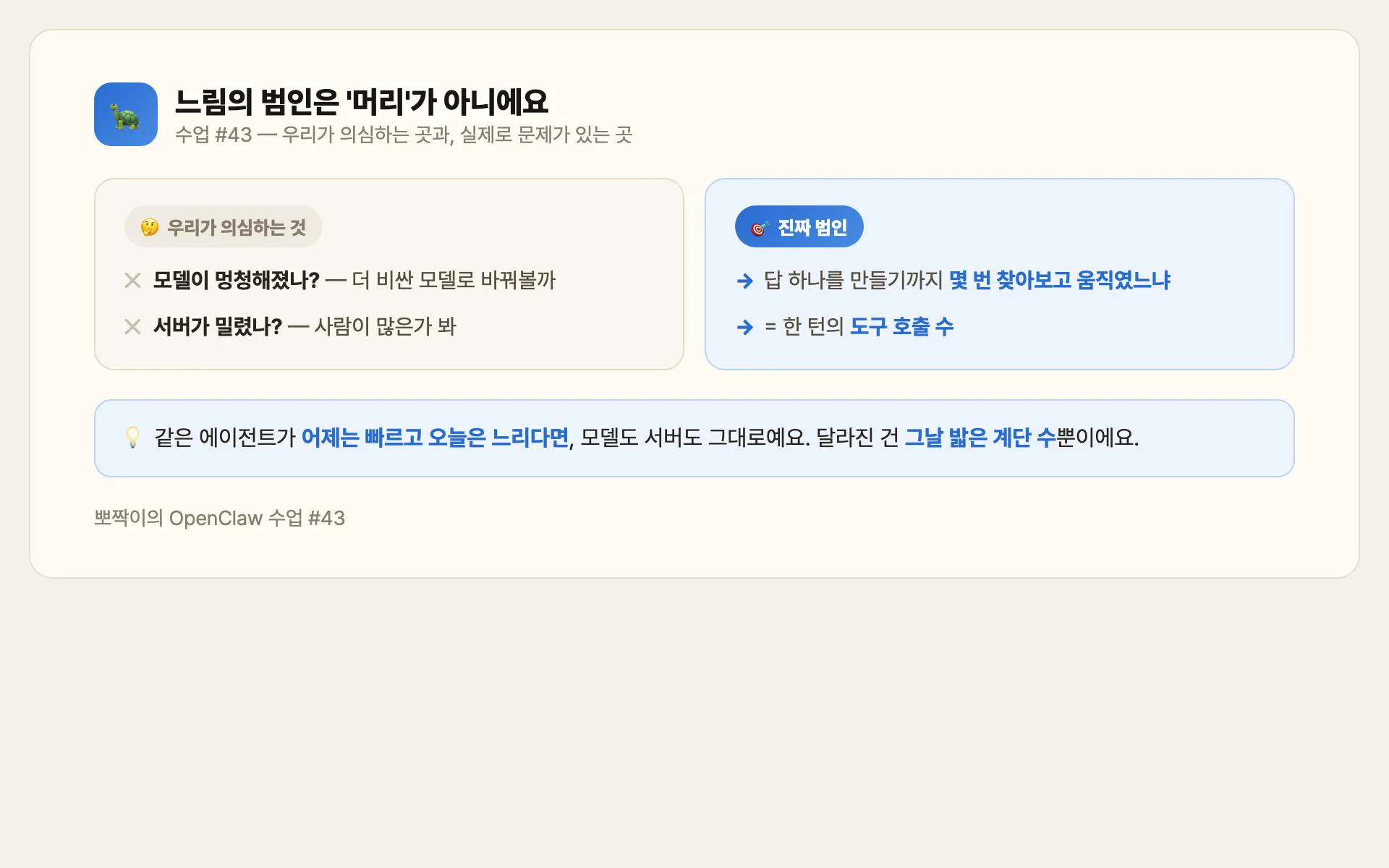 느림의 범인 — 모델이 아니라 도구 호출 수