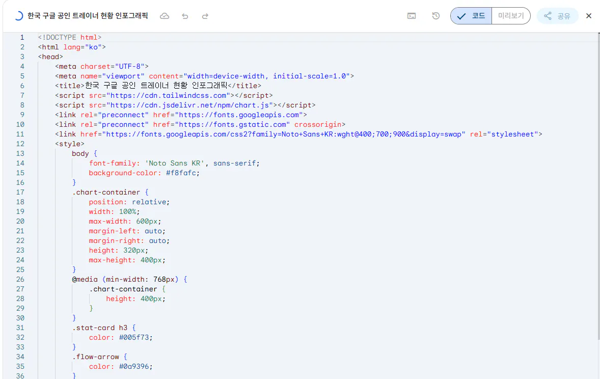 한국 웹 사이트의 스크린 샷