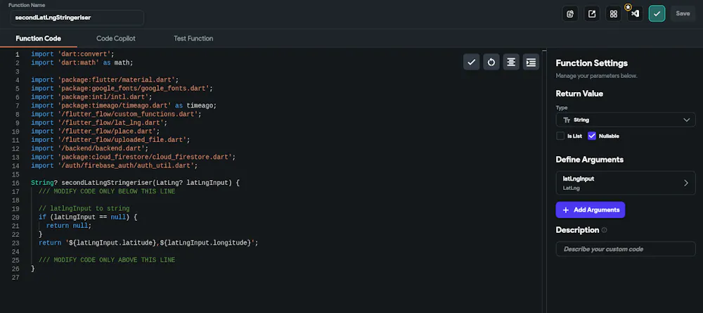 Pretty meaty looking error when running a latlng to string custom function
