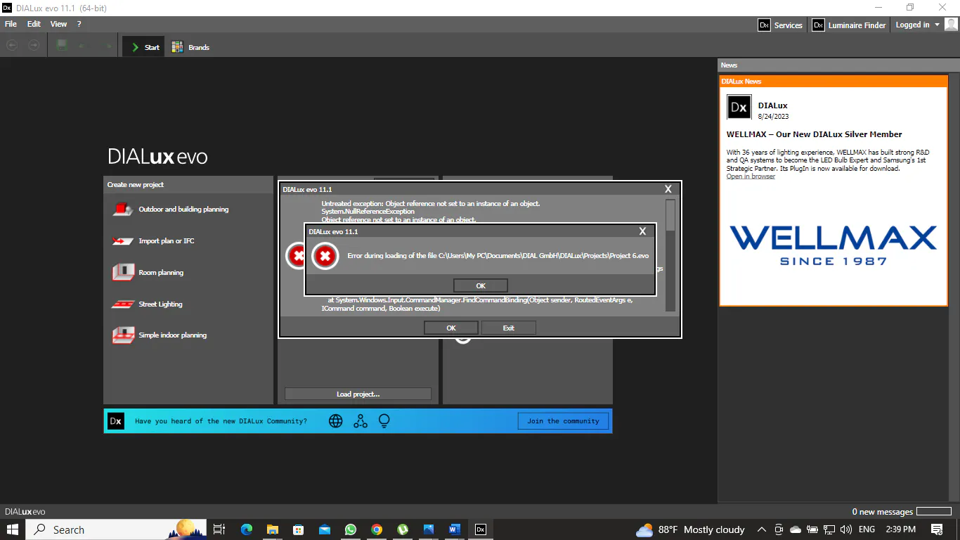 Cannot Load the project file
