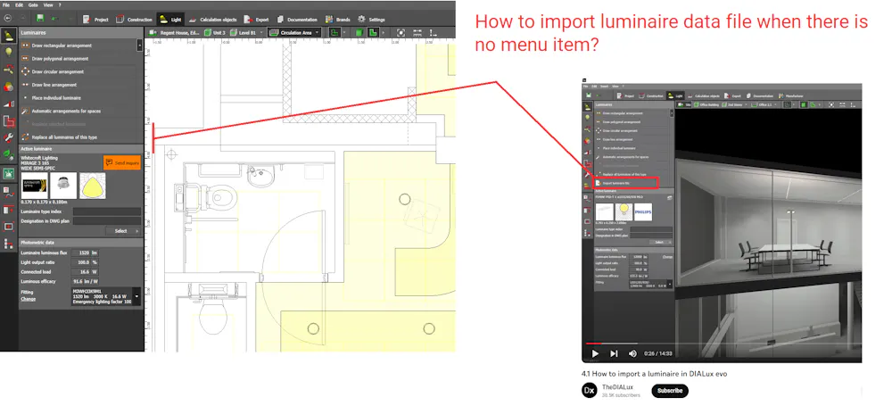 How to import a luminaire data file?
