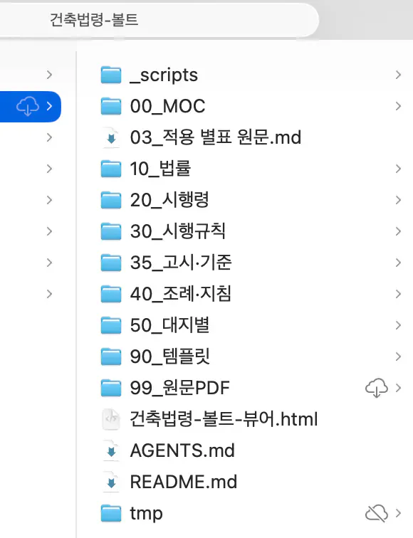 다양한 유형의 파일이 포함된 폴더의 스크린샷