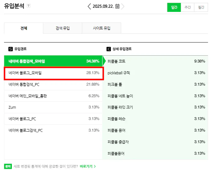 한국 검색 엔진의 스크린 샷