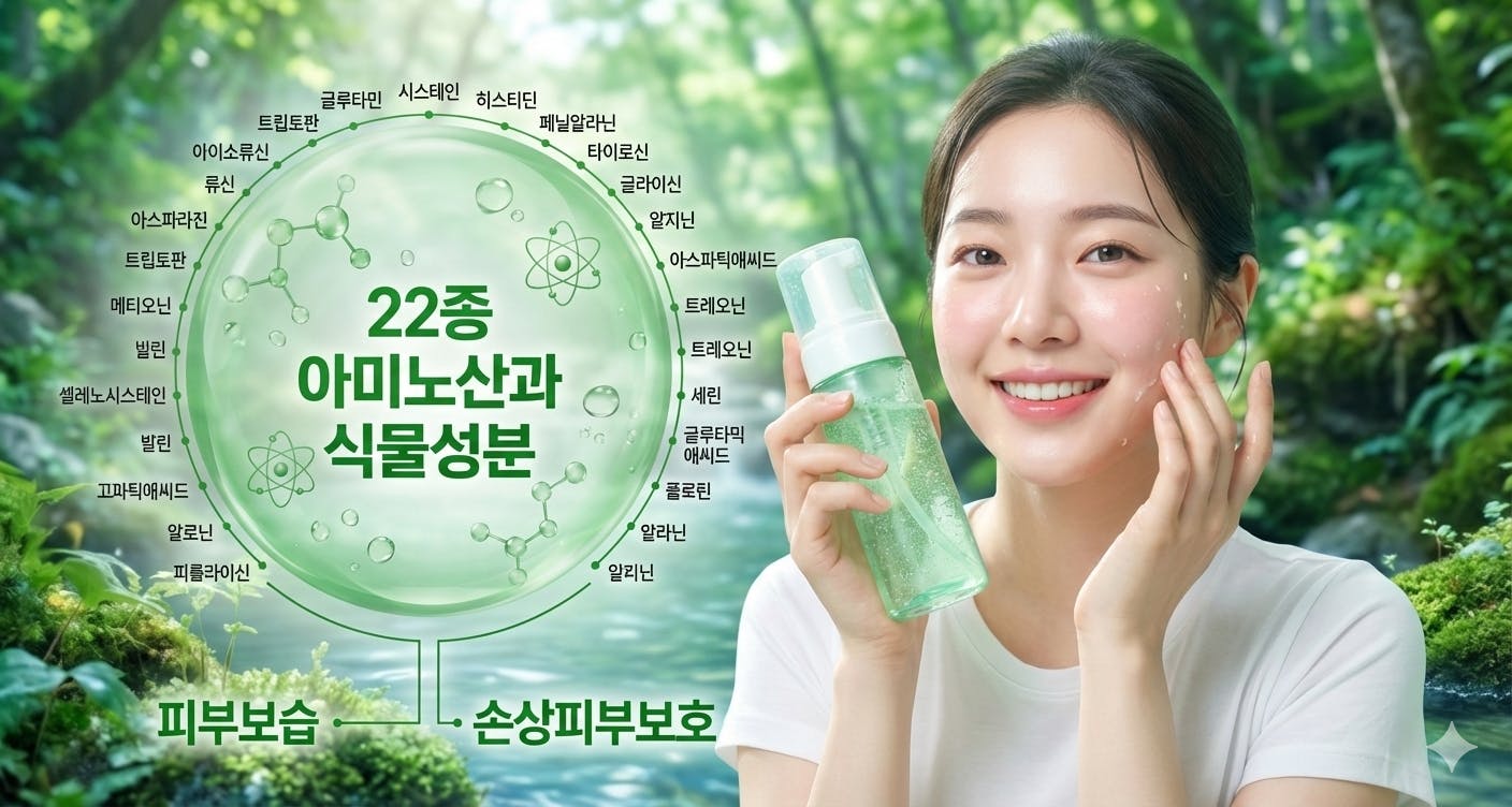 녹색 물병을 들고 있는 한국 여자