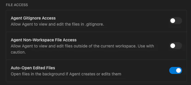 검은색 화면의 파일 액세스 설정 스크린샷