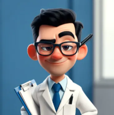 클립보드를 들고 있는 만화 의사