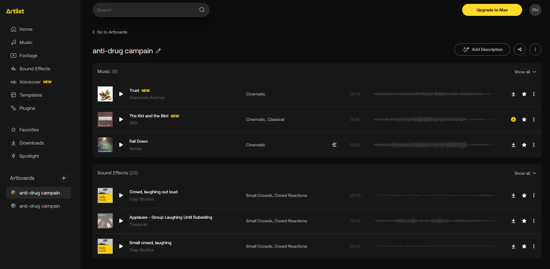 검정색과 노란색 음악 플레이어의 스크린샷