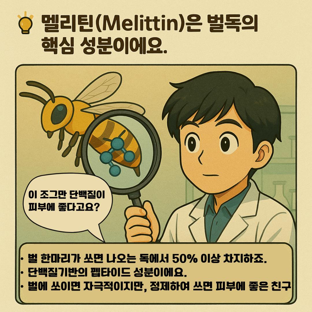 돋보기가있는 꿀벌을 보여주는 만화