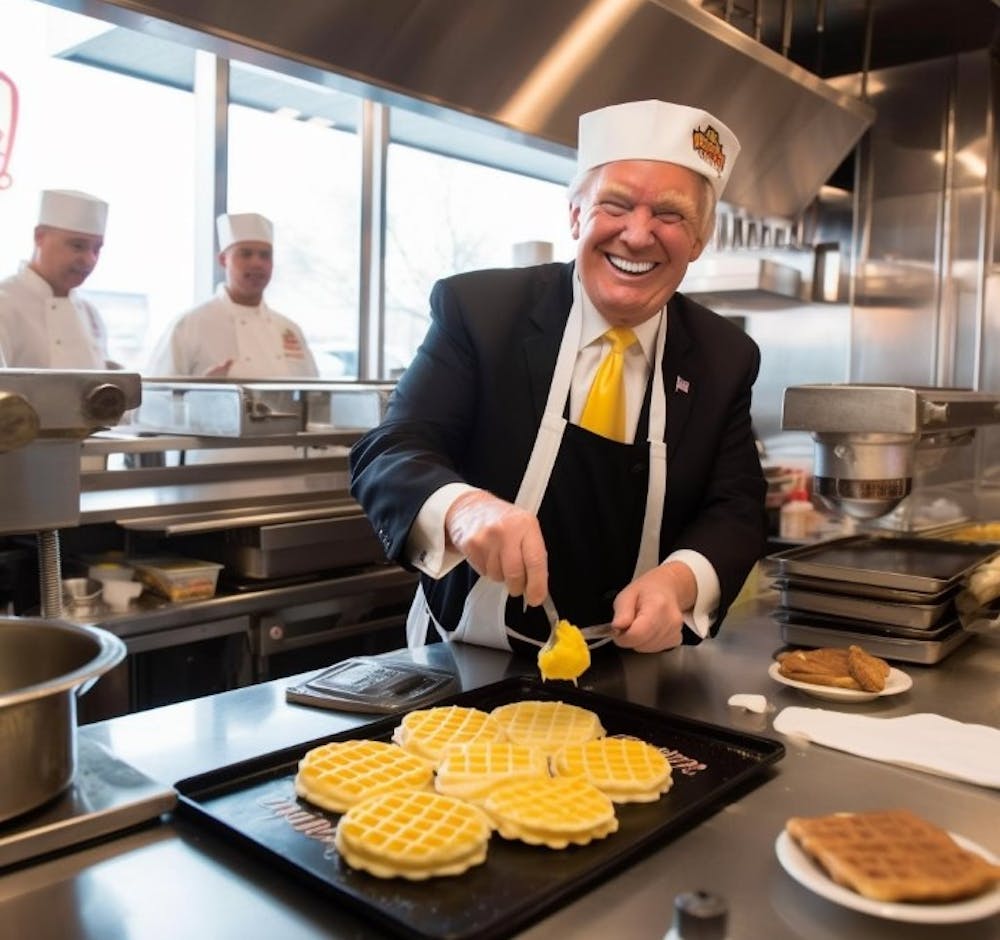 President Trump lent a helping hand at the Waffle House after his