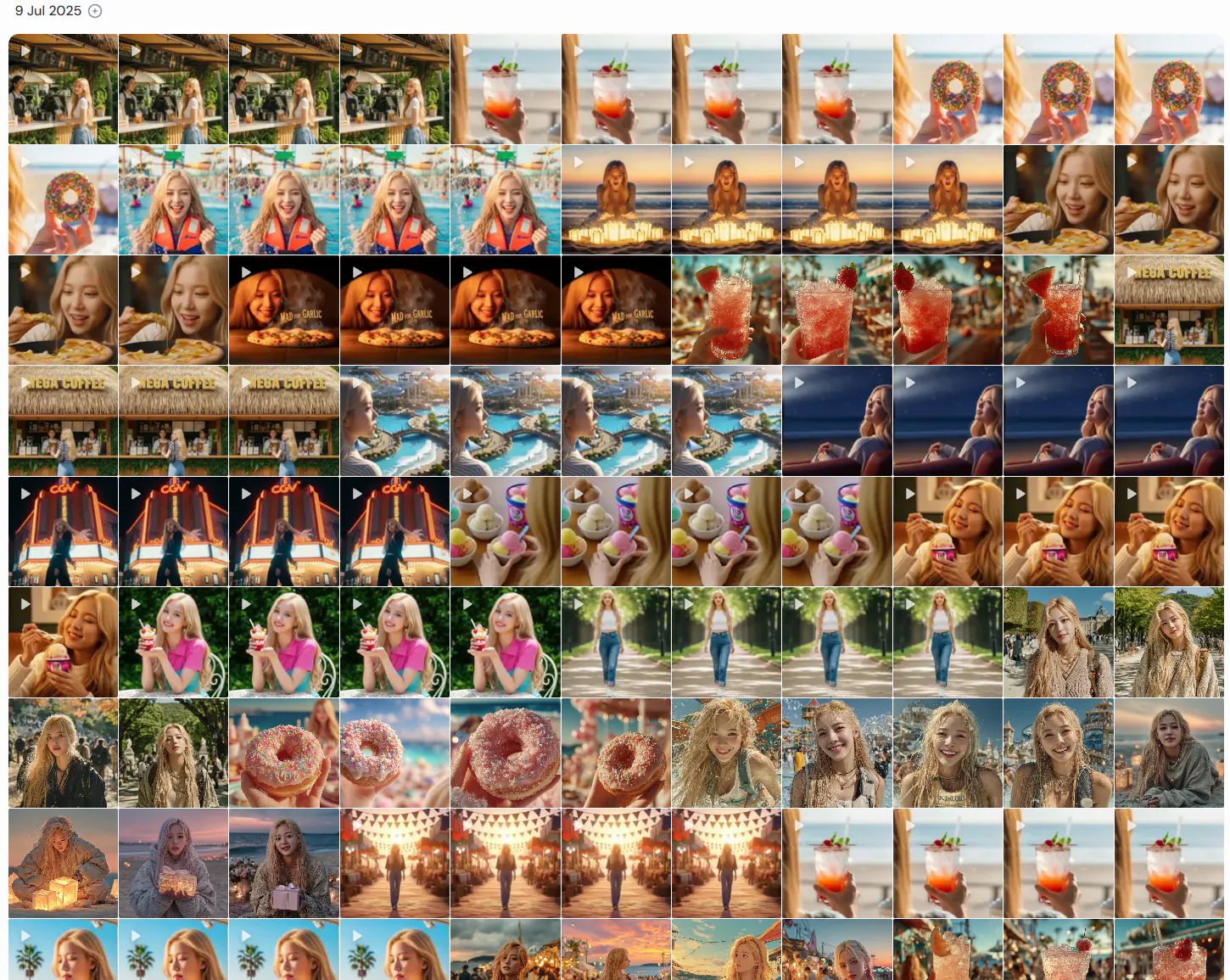 비키니에서 여자 사진의 콜라주