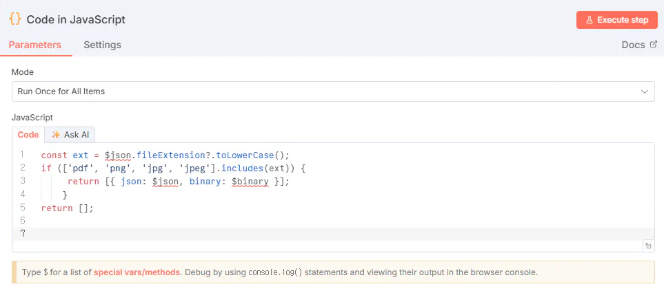 코드 편집기의 스크린 샷