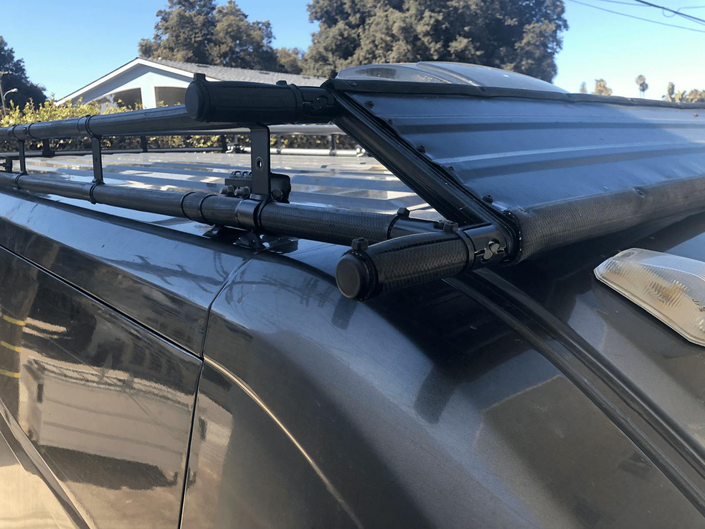 Built van roof rack with Maker Pipe 3 4 conduit