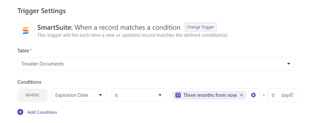 Date Condition for Automation Trigger Setting