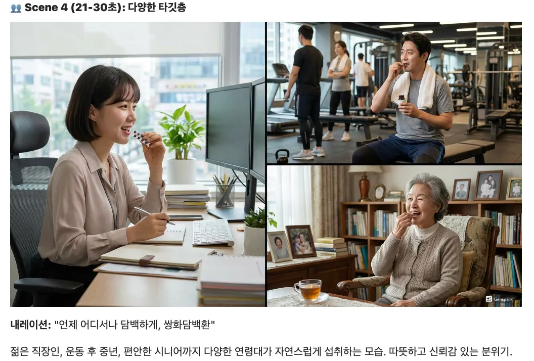 책상에 앉아 있는 여자와 책상에 앉아 있는 남자가 나오는 한국 광고