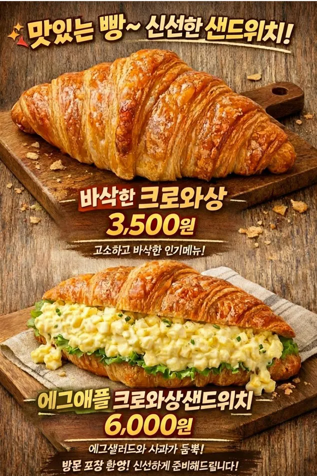 크루아상 샌드위치 한국 광고