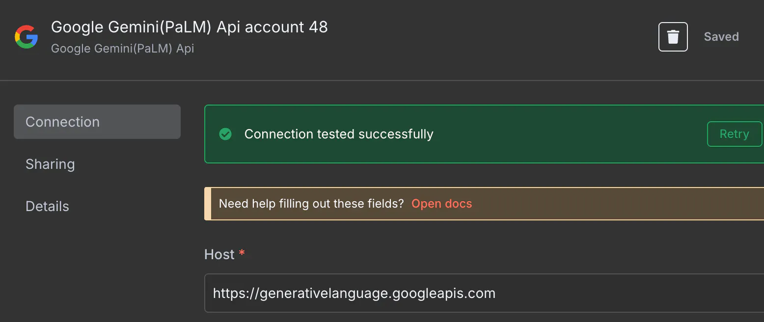 Google API 계정의 스크린 샷