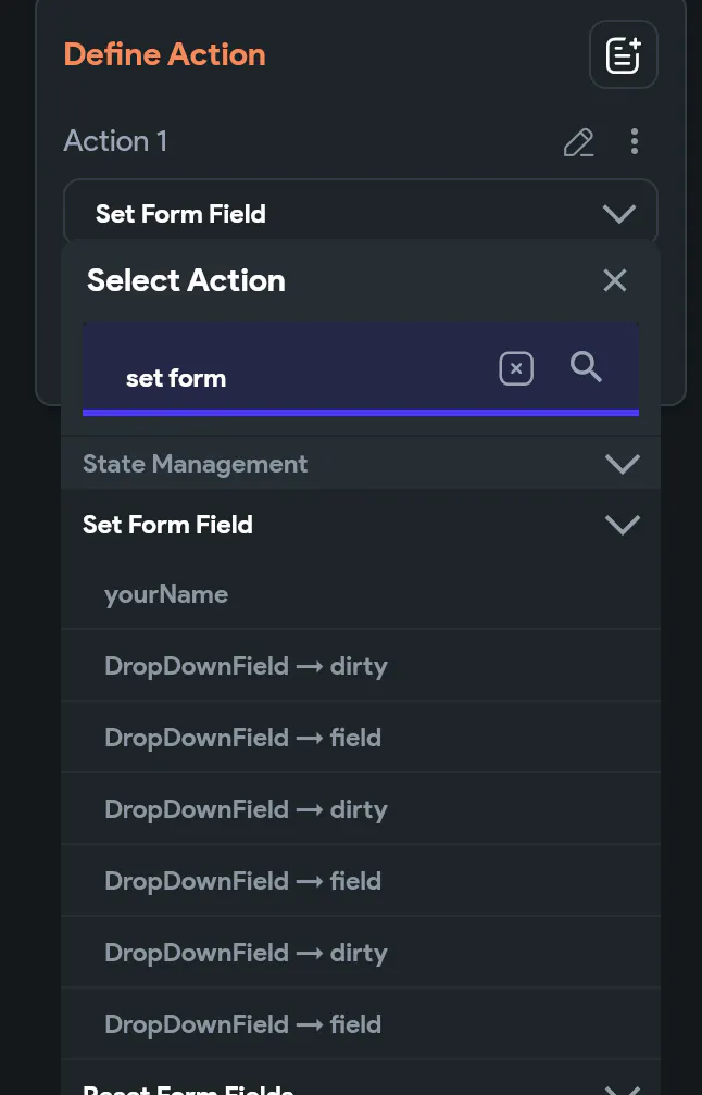 bug ? all the components has the same name in the action selector but ...