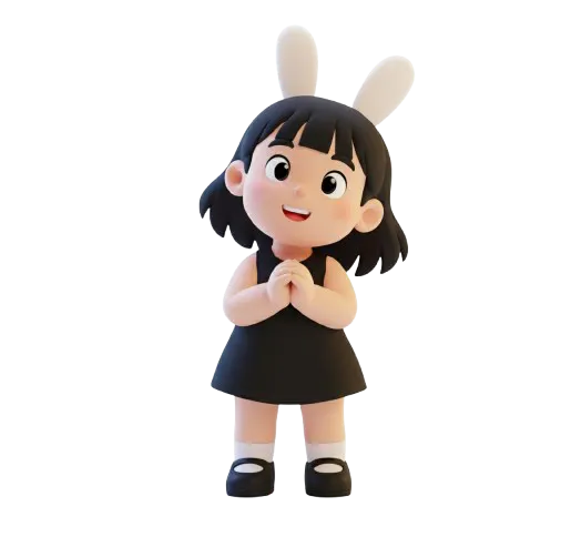 검은 드레스를 입고 토끼 귀를 가진 소녀