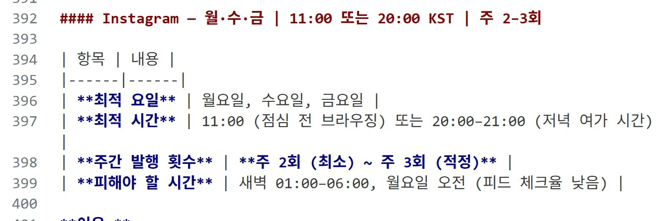 한국 인스타그램 계정 스크린샷