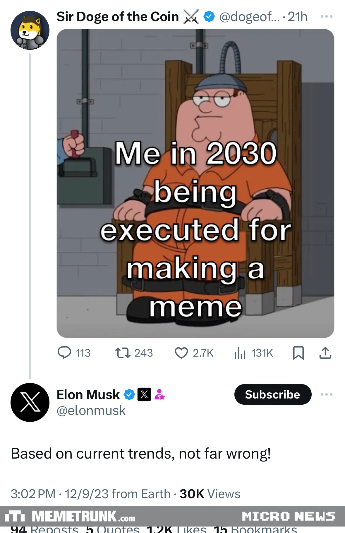 Executed for making a meme