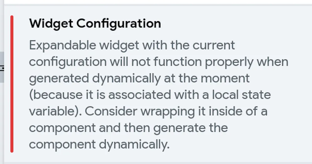 Widget Config error since yesterdays release