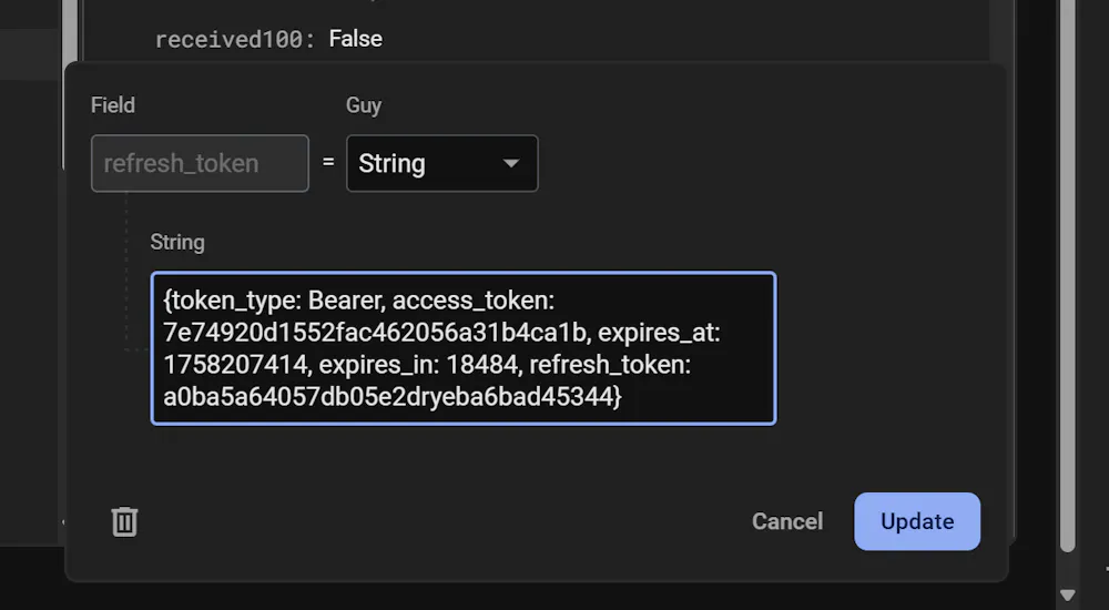 Issue saving refresh_token from Strava API in FlutterFlow
