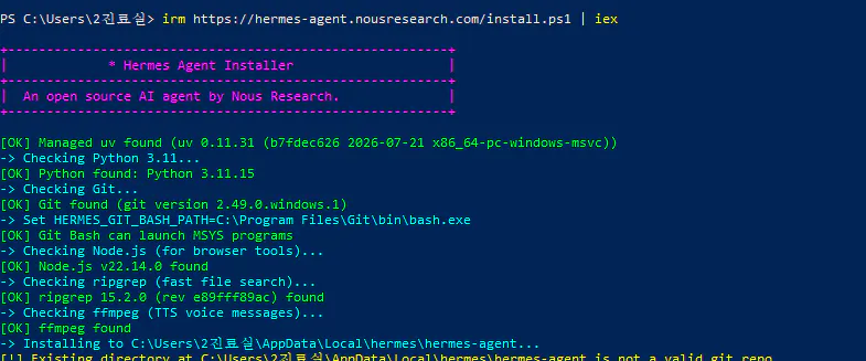 Windows Powershell 명령의 스크린샷