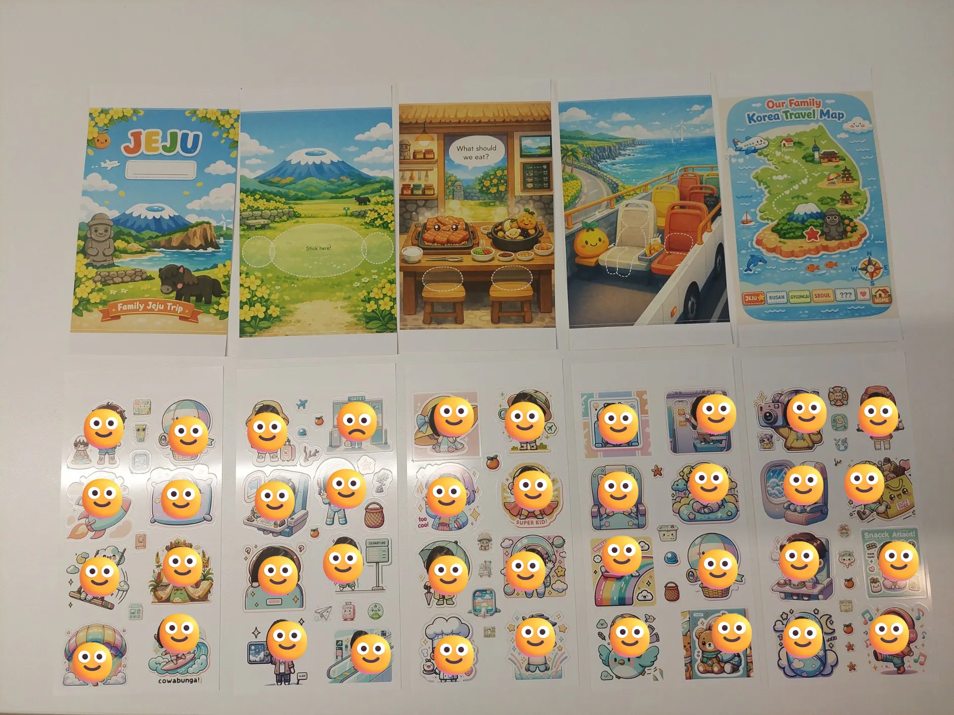 다양한 얼굴이 있는 스티커 그룹