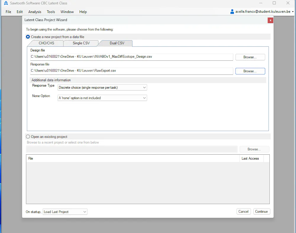 Use of CBC latent class software
