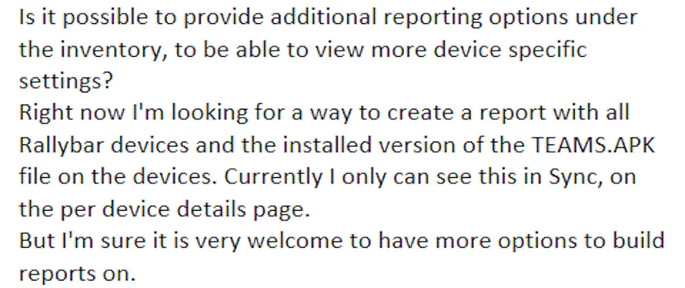 Logitech Sync - More options to filter/select reports for the Logitech ...
