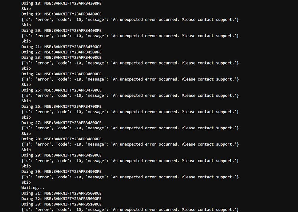 Unexpected error with Fyers Api