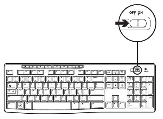 Turning the MK270 keyboard on and off