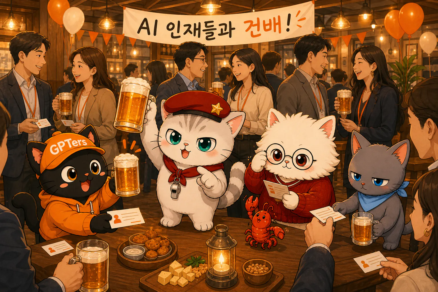 AI 핵심 인재 네트워킹 - 뽀피터스 4냥이 건배