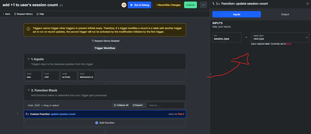 Can i use an inside input from a database trigger?