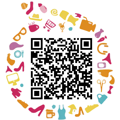 다양한 항목으로 둘러싸인 QR 코드