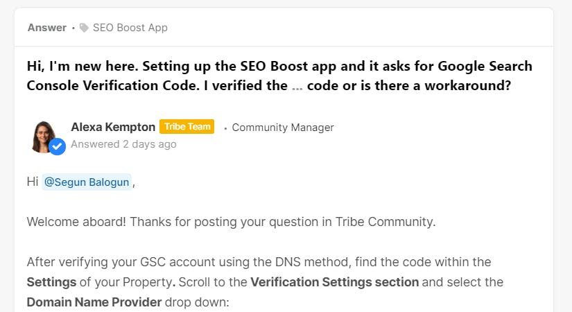 Tribe community for customer support