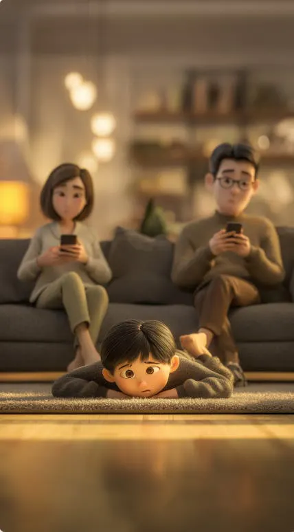 남자와 여자와 함께 소파에 앉아 전화를보고있는 여자