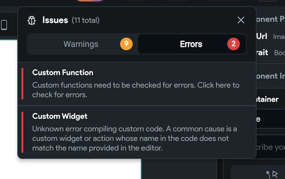Flutterflow custom codes bug for months