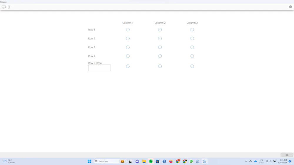 Other (Respondent Specify) box display only if option selected