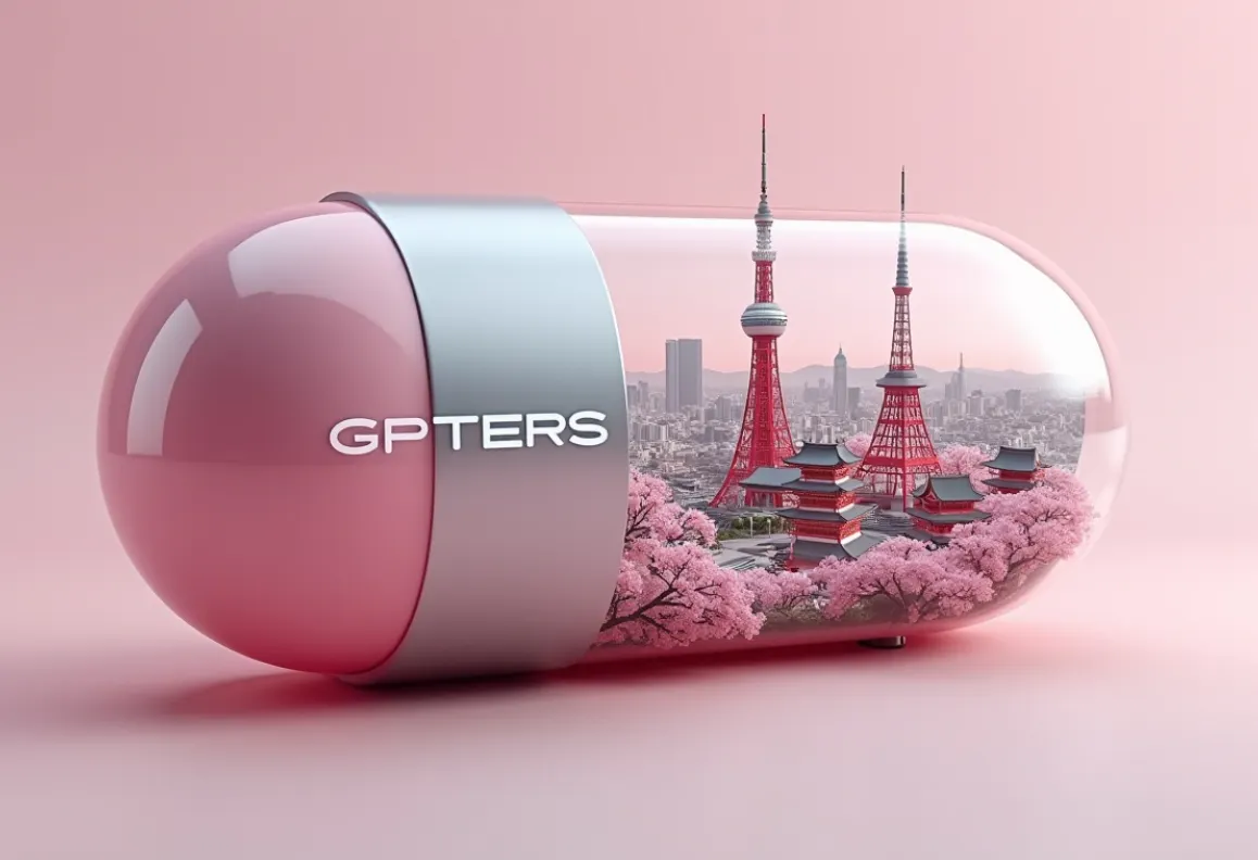 벚꽃이있는 분홍색 알약