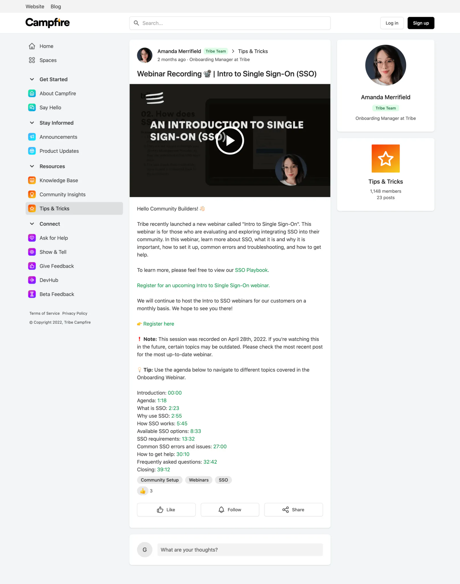 Knowledge base hosted on the community