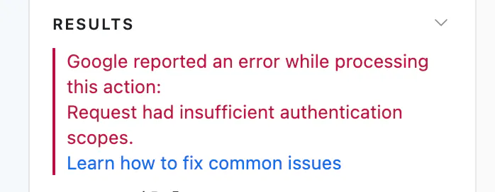Google 은이 작업을 처리하는 동안 오류를보고했습니다