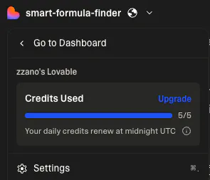 Smart Formula Finder Dashboard의 스크린 샷