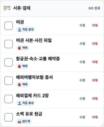 전화기 화면에 나오는 한국어 단어 목록