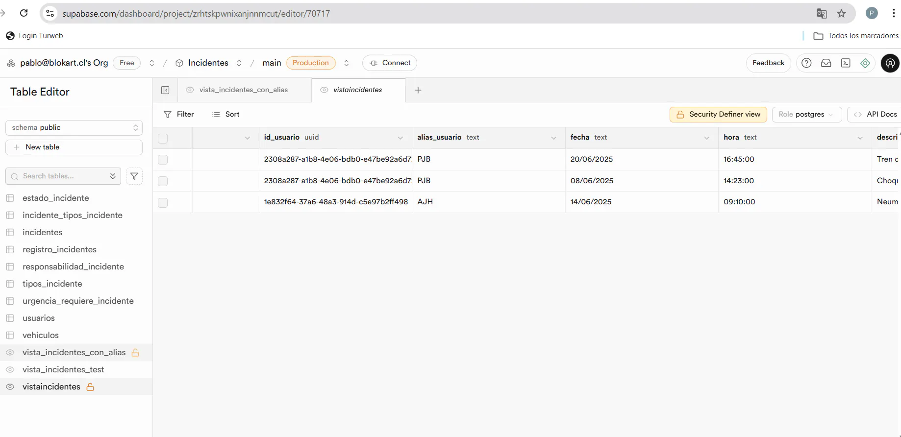order columns in datatable widget