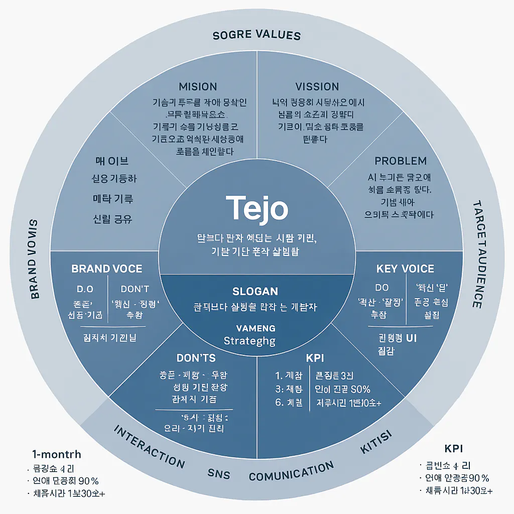 Teio의 다른 단계를 보여주는 다이어그램