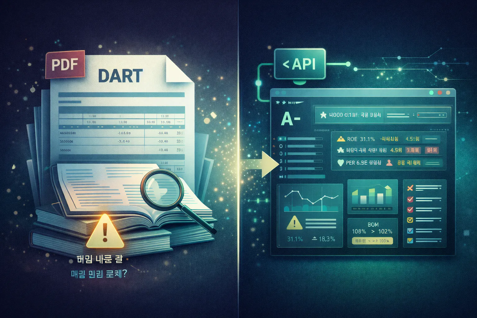 문서와 돋보기 이미지