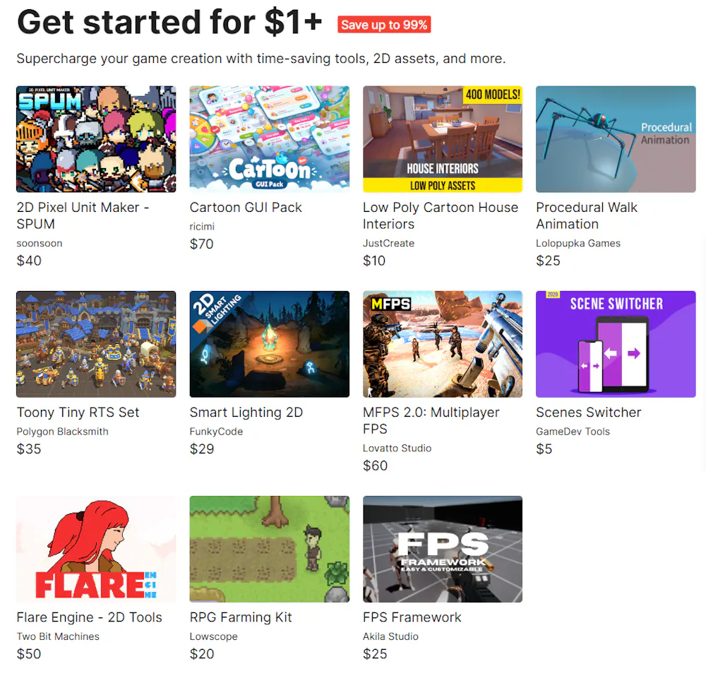 Unity Asset Store Quick Start Bundle for only $1
