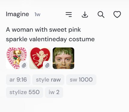 달콤한 분홍색 반짝임 발렌타인 의상을 입은 여성